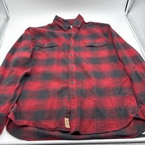 Jachs Red Plaid Flannel Shirt Mens Size Extra Large Button Up Thick Warm